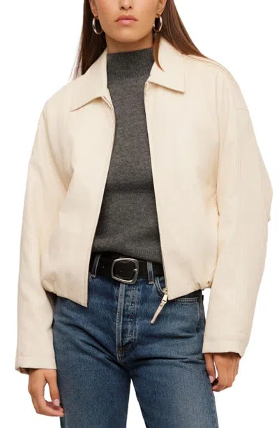 Fifteen Twenty Regin Faux Leather Bomber Jacket In White