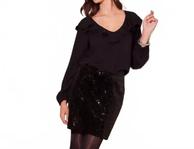 Fifteen Twenty Rita Ruffle Blouse In Black Ink