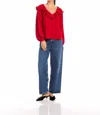 Fifteen Twenty Rita V-neck Ruffle Blouse In Cherry 4f09509 In Red