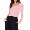 Fifteen Twenty Rory V-neck Knit Sweater In Rose In Pink