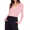 Fifteen Twenty Rory V-neck Knit Sweater In Rose In Pink