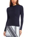 Fifteen Twenty Selena Ruched Rib Top In Blue