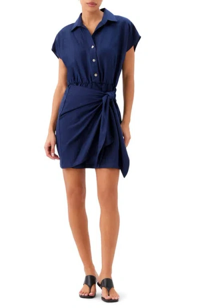 Fifteen Twenty Ryann Linen Blend Shirtdress In Blue