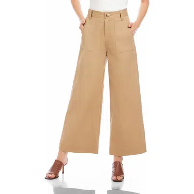 Fifteen Twenty Ryder High Waist Stretch Cotton Flare Leg Pants In Brown
