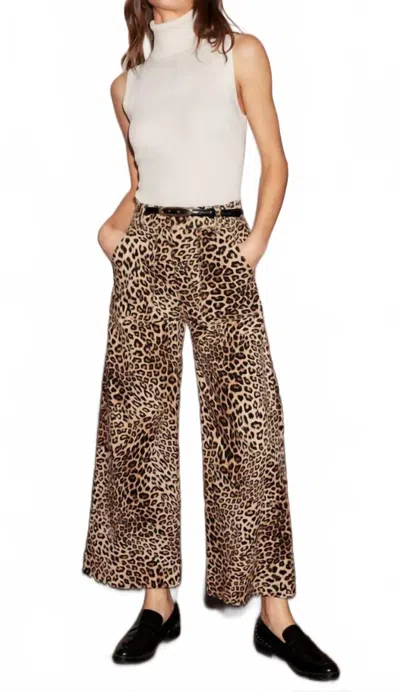 Fifteen Twenty Rylee Cropped Cord Pants In Leopard In Brown
