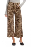 Fifteen Twenty Rylee Leopard Wide Leg Crop Corduroy Pants In Animal Print