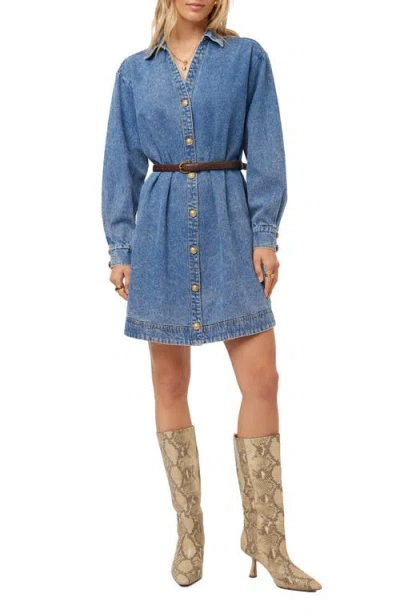 Fifteen Twenty Sade Belted Denim Shirtdress In Blue