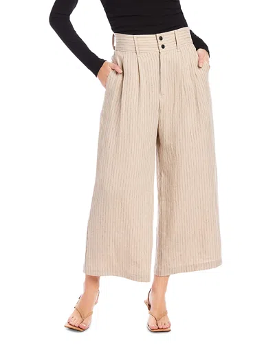 Fifteen Twenty Sadie Linen Trousers In Beige Stripe