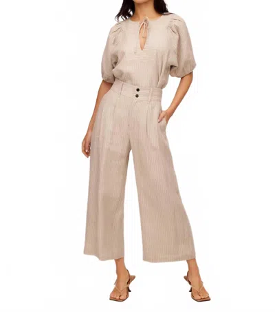 Fifteen Twenty Sadie Stripe Wide Leg Trousers Pants In Brown