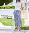 Fifteen Twenty Sadie Trousers In Blue Stripe In White
