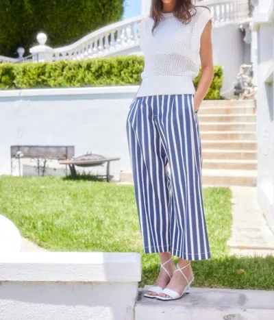 Fifteen Twenty Sadie Trousers In Blue Stripe In White