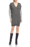 Fifteen Twenty Sally Long Sleeve Mixed Media Dress In Gray