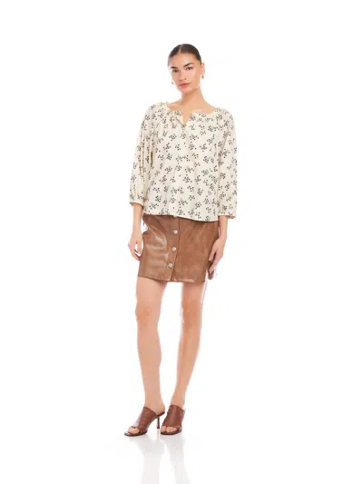 Fifteen Twenty Sam Floral Print Cotton Peasant Top In White