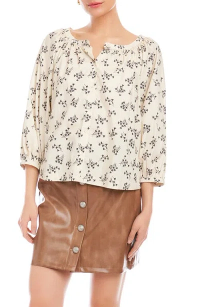 Fifteen Twenty Sam Floral Print Cotton Peasant Top In White