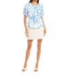 Fifteen Twenty Savina Short Sleeve Top In Blue