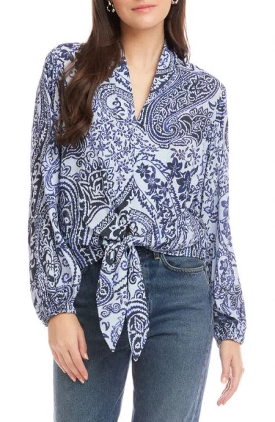 FIFTEEN TWENTY FIFTEEN TWENTY SCARLET BANDANA PRINT TIE FRONT TOP