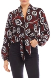 Fifteen Twenty Scarlet Tie-front V-neck Top In Floral Print In Floral