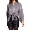 Fifteen Twenty Scarlet Tie-front Top In Gray In Multi