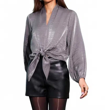 Fifteen Twenty Scarlet Tie-front Top In Gray In Multi