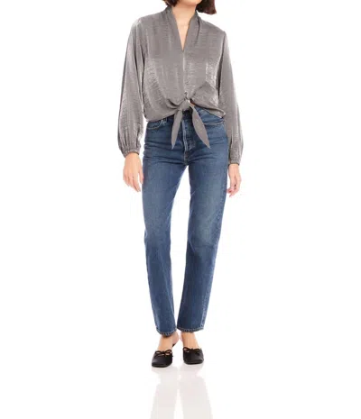 Fifteen Twenty Scarlet Tie Front Top In Grey