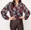 Fifteen Twenty Scarlet Tie-front V-neck Top In Floral Print In Burgundy