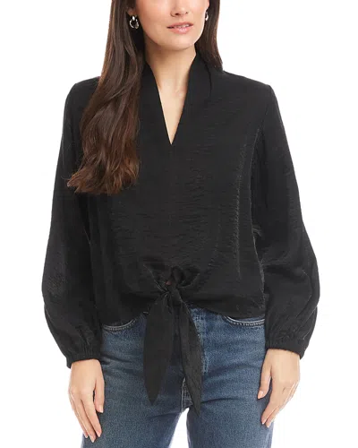 Fifteen Twenty Scarlet Tie Front Top In Black