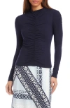 Fifteen Twenty Selena Ruched Rib Top In Blue
