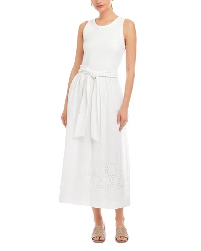 Fifteen Twenty Seline Stretch Cotton Blend Midi Dress In White