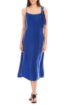 Fifteen Twenty Serewna Asymmetric Strap Midi Dress In Marine Blue