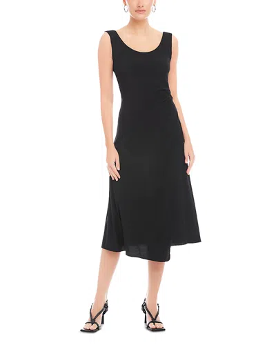 Fifteen Twenty Shari Side Shirred Midi Dress In Black