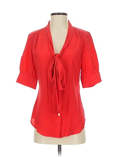 Pre-owned Fifteen Twenty Short Sleeve Silk Top Red Tie Neck Tops