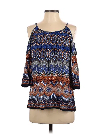 Fifteen Twenty Short Sleeve Top Blue Cold Shoulder Neckline Tops