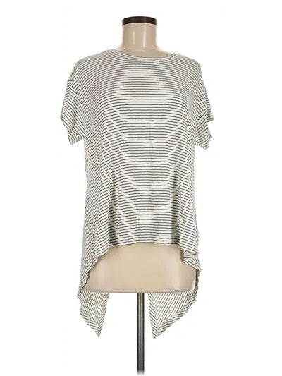 Pre-owned Fifteen Twenty Short Sleeve Top Silver Stripes Pattern Crew Neck Tops