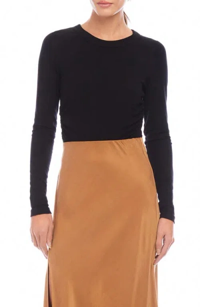 Fifteen Twenty Side Shirred Rib Top In Black