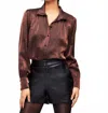 Fifteen Twenty Sienna Button Front Shirred Blouse In Brown In Brown