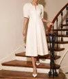 Fifteen Twenty Sierra Faux Leather Midi Dress In Ecru In White