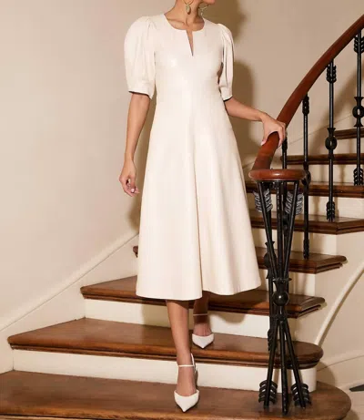Fifteen Twenty Sierra Faux Leather Midi Dress In Ecru In White