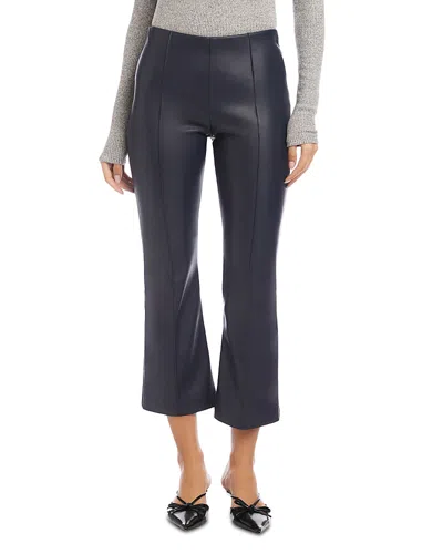 Fifteen Twenty Sigourney Crop Flare Faux Leather Pants In Blue