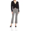 Fifteen Twenty Sigourney Houndstooth Pintuck Pull-on Ankle Bootcut Pants In Black
