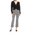 Fifteen Twenty Sigourney Houndstooth Pintuck Pull-on Ankle Bootcut Pants In Black