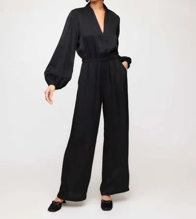 FIFTEEN TWENTY SKYLER V-NECK RELAXED JUMPSUIT IN BLACK
