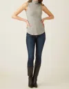 Fifteen Twenty Turtleneck Sleeveless Ribbed Sweater In Grey