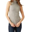 Fifteen Twenty Turtleneck Sleeveless Ribbed Sweater In Grey