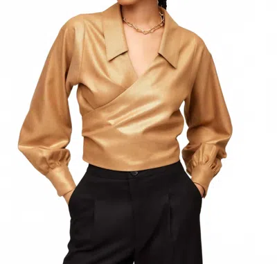 Fifteen Twenty Sloane Crossover V-neck Wrap Shirt In Camel In Brown