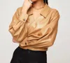 Fifteen Twenty Sloane Crossover V-neck Wrap Shirt In Camel In Multi