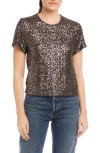 Fifteen Twenty Stacey Sequin T-shirt In Brown