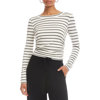 Fifteen Twenty Steff Stripe Ruched French Terry Top In White