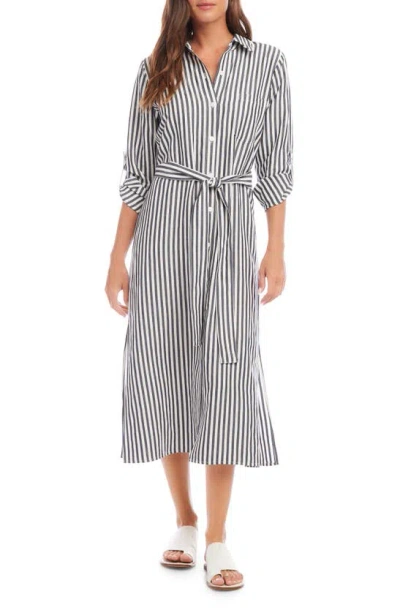 Fifteen Twenty Stripe Long Sleeve Midi Shirtdress In Blue Stripe