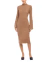Fifteen Twenty Mock Neck Long Sleeve Rib Sweater Dress In Earth