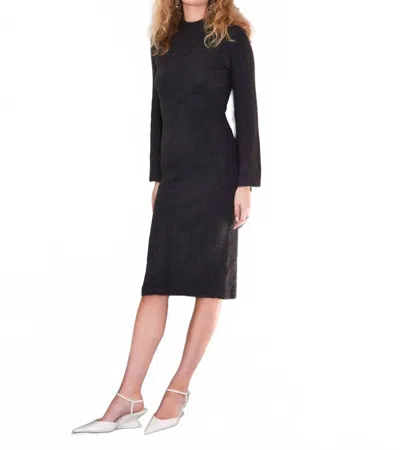 Fifteen Twenty Sweater Long Sleeve Midi Dress In Charcoal In Black